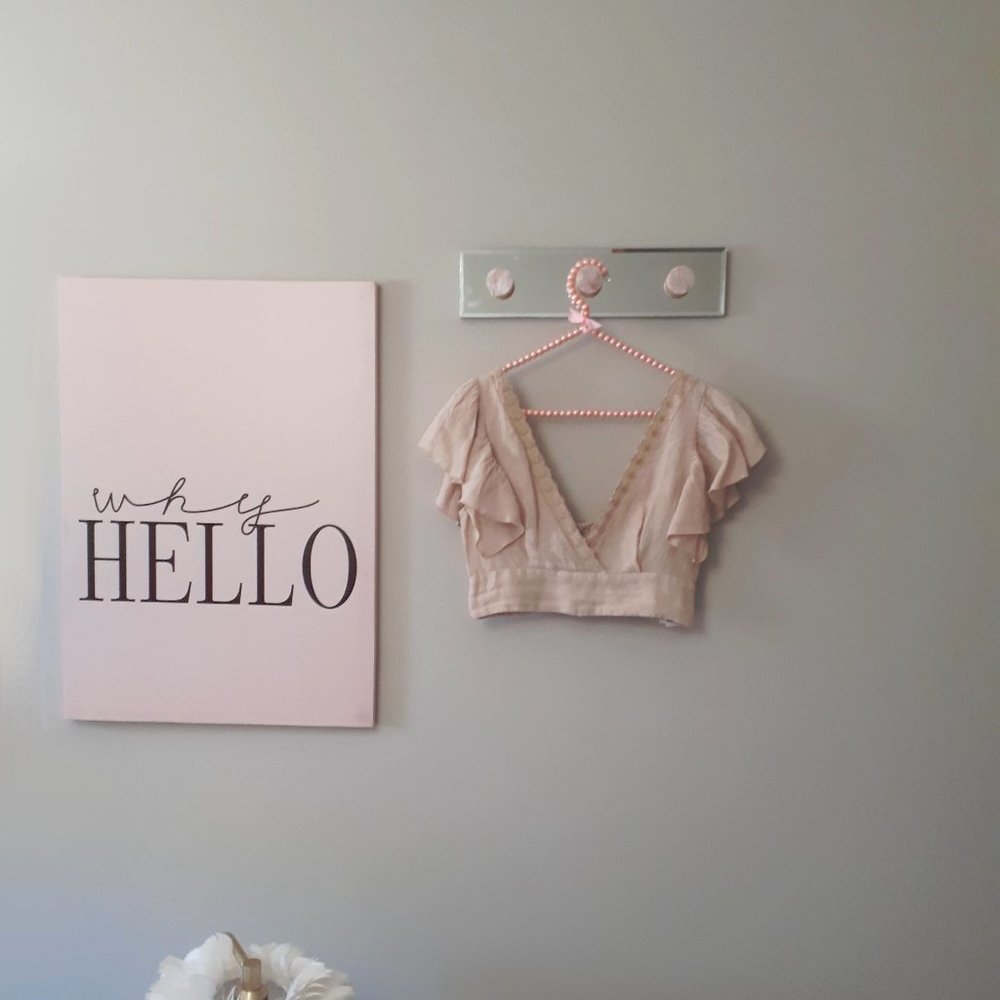☀️Zara nude linen plunge neckline crop top w/ floral mesh-like embroidery, M - Picture 6 of 11